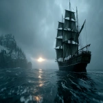 **Ultra-realistic cinematic photograph of the abandoned Mary Celeste ghost ship drifting silently across a dark, endless ocean, her sails torn and rigging loose, no crew visible. The sea is unnervingly calm, with grey rolling swells reflecting the dim overcast sky. Heavy storm clouds loom above, with only a faint cold light breaking through, creating an ominous glow on the horizon. The atmosphere is eerie, bleak, and mysterious, like a ghost frozen in time. Natural muted colors, deep shadows, high-detail textures of wet wood and torn canvas sails, National Geographic style documentary realism, 19th century maritime ghost story mood, gloomy and unsettling. --ar 16:9 --v 7.0 --s 750** - Image #2 <@1347352121820844044>