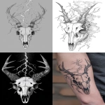 **skull deer tattoo design, with lightning and a skull --ar 9:16** - <@1038926751054696569> (fast)