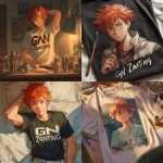 **"GN Zanting" written on the T-shirt of a redheaded, anime boy getting ready for bed** - <@967989259942391819> (fast)
-# Create, explore, and organize on [midjourney.com](<https://midjourney.com/imagine?from_discord=1>)