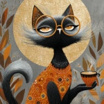 **mid-century modern cat Tweaker on coffee --exp 50 --s 250 --v 7.0 --c 11** - Image #1 <@974789918188535848>
