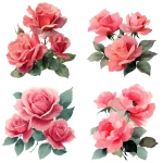 **The image is a watercolor illustration of three roses. The roses are in full bloom, with their petals open wide and their vibrant pink color standing out against the white background. The petals are arranged in a triangular formation, with the largest rose in the center and two smaller ones on either side. The leaves are a deep green color and are slightly curled at the edges. The overall style of the illustration is delicate and delicate in white background. --raw --v 7.0** - <@924967683852746793> (relaxed)