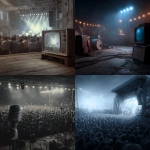 **Create a high-quality ultra-realistic photo background which is colour graded of a 1950s rock and roll concert. Have a large tv / screen on the right hand side near the edge of the picture which you can see the whole screen** - <@1168106068602261574> (fast)