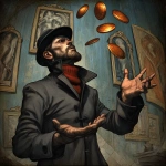 **a man catching coins in a numismatic madness --sref <https://s.mj.run/kKRWWBM5fkc> --v 7.0 --raw** - Image #2 <@285097557036761089>