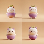 **a cute cosmonautumnal mangosteen cat, minimalist 3D illustration soft gradients --profile aabz69z** - Variations (Strong) by <@937851746712186921> (relaxed)