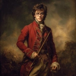 **An 18th century oil painting of Harry Potter as a 1776 British Revolutionary War hero, holding a wand , period dress** - Image #3 <@991616868857172059>