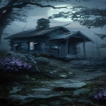 **<https://s.mj.run/7DEPwZwHTbc> old aged small hut on a hill, deep in the woods, foggy moonlight, windy, style of foreshortening techniques, dynamic pose, high contrast, photo grade, 16K, HDR, --ar 9:20 --v 6.0** - Image #3 <@346339918877818883>