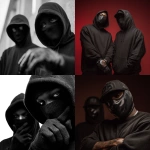 **2 St. Louis Based Rappers, wearing all black, black masks and hoods, gloves, up close and personal 8k professional photography shoot for an album cover --v 7.0 --raw** - <@1060379121521279086> (fast)
-# Create, explore, and organize on [midjourney.com](<https://midjourney.com/imagine?from_discord=1>)