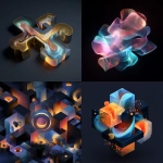 **abstract 3d shapes Glowing** - <@698304093076193312> (fast)