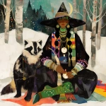 **Warrior witch thundersnowpunk with long braids and stylized warrior witch’s hat and badger companion in the snow --sref 1999999999 1999999991 416557976 2252558232 698008135 1078492728 2187294478 217414415 416417418 7337 80085 696969 47 73 97 100 --sv 4 --niji 6 --p grjlt42 --raw** - Image #3 <@948741381743083580>