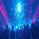 **comic book Cel-shaded anime style with bold clean linework, a shimmering disco ball hanging from the ceiling of a crowded nightclub, vibrant red and blue lights reflecting off the mirrored surface, dynamic beams of colored light scattering across the dark room, hazy party atmosphere, silhouettes of people blurred in the background, high-energy modern club vibe, cinematic party lighting --niji 6 --ar 16:9** - Image #3 <@257221362568003584>