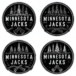 **Simple, Minimalistic Logo for an Axe Throwing Company, Circle, Black and White, "MINNESOTA JACKS" Vector, Thick Black Outline --v 7.0** - Variations (Subtle) by <@1067982535730151454> (relaxed)