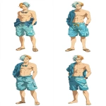 **An anime character . A handsome teenage male since 18 and 20 years , with flams hair with a blue combinaison, swim shorts . He look like a super vilain --ar 3:5** - Variations (Strong) by <@409716268476923920> (fast)
