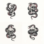 **A snake traditional old shcool skull tattoo design, white background** - Variations (Strong) by <@1289925671455559733> (fast)