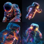**hyper realistic astronaut in space with glowing vivid color** - <@1255873446521344001> (fast)