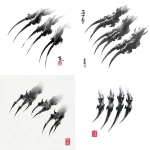 **Ink wash sumi-e style, four dragon claws with three long sharp talons each (Irezumi style), all four legs visible up to the ankle, drawn with bold and expressive brush strokes, dark and dramatic black ink tones, minimalist composition on pure white background, refined yet fierce aesthetic, high resolution, traditional Japanese tattoo influence --v 7.0** - <@297413239044702208> (fast)