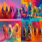 **Imagine a pack of shar-pei dogs running on a rainbow with colored dust and happiness, tanabata --ar 16:9 --s 750 --v 7.0** - <@1059982138138697728> (fast)
-# Create, explore, and organize on [midjourney.com](<https://midjourney.com/imagine?from_discord=1>)