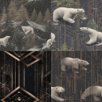 **art deco black background nature polar bears, deco geometric linear background --ar 4:7 --weird 123 --chaos 66 --s 666 --exp 42 --tile** - <@342505012569833472> (fast)
-# Create, explore, and organize on [midjourney.com](<https://midjourney.com/imagine?from_discord=1>)