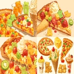 **banana gummy bears icecream tomato sardine pizza --ar 3:2 --niji 7** - <@937851746712186921> (fast)