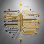 **design thinking divergent paths, multiple solutions to same problem, arrows pointing different directions then converging to innovative third solution, abstract visualization, professional style --ar 4:3** - Image #3 <@794327127260266516>