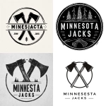 **Simple, Minimalistic Logo for an Axe Throwing Company, Circle, Black and White, "MINNESOTA JACKS" Vector, Thick Black Outline --v 7.0** - <@1067982535730151454> (relaxed)
