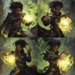 **a brown skinned warlock elf boy doing magic** - Variations (Strong) by <@784252075265490974> (fast)