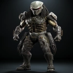 **Full-length image of the character, character asset on a gray background, 3D character on a gray background in full length, Predator from the movie Alien --ar 11:16 --s 250 --v 5.2** - Image #2 <@1075356562295635968>