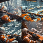 **A pilot in an orange and white spacesuit, sitting inside the cockpit of their spaceship, gazes out at other spaceships parked on a holographic dockyard, in the style of Guweiz. --ar 51:64** - <@264129597782753313> (fast)
-# Create, explore, and organize on [midjourney.com](<https://midjourney.com/imagine?from_discord=1>)