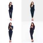 **full body of a stylish Asian woman age 25-27, long light brown hair, bold red lips, red manicured nails, in a fitted navy business outfit, standing at a 45-degree angle, gently smiling while using a smartphone, low angle perspective, white studio background, fashion magazine style, 4K, high realism** - <@427615579231485956> (fast)
-# Create, explore, and organize on [midjourney.com](<https://midjourney.com/imagine?from_discord=1>)
