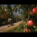 **<https://s.mj.run/G00h1y7jbpE> sports photography, magnum style, cyclist yellow jersey speeding past apple bush, trees, sunny day colourful, tour de france, modern day, Fujiflim XT3, analogue grain, dynamic composition, negative space** - Image #4 <@1227538137383829565>