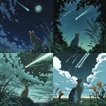 **Lathe of Heaven Shooting stars kaleidoscopic prophetic iris cat --sref 7337 696968 73 --niji 7** - <@937851746712186921> (fast)
-# Create, explore, and organize on [midjourney.com](<https://midjourney.com/imagine?from_discord=1>)