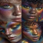 **Close-up portrait of a beautiful woman with rainbow-colored makeup across her face, vibrant rainbow eyeshadow, rainbow blush, shimmering skin, geomagnetic storm aesthetic --v 7.0 --ar 3:4 --p s8l4wnv --exp 25** - <@926596241574461530> (fast)
-# Create, explore, and organize on [midjourney.com](<https://midjourney.com/imagine?from_discord=1>)
