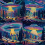 **psychedelic painting of a ufo abduction** - Variations (Strong) by <@220297650220695552> (fast)