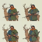 **dnd character art, hunter with the head of a deer --v 7.0 --p l7m9sk2 --ar 4:5** - Variations (Subtle) by <@1072300480404914196> (turbo, stealth)