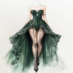 **Aventurine fashion design sketch --ar 4:5** - Image #4 <@948741381743083580>