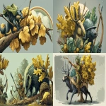 **🍂🦨🏹⚔️ 🌈✏️ --ar 7:4 --sref 86 --sv 4 --sw 100** - <@370960263245070346> (fast)