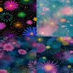 **Modern 2D Design, Blue berry blue, pink, yellow, green background with fireworks around for new year --ar 2:3** - <@1124231816405069896> (fast)