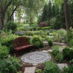 **backyard memorial garden with mahogany bench, small labyrinth, well landscaped, open landscape --s 750 --v 7.0 --ar 3:2** - Image #2 <@1007106543935823902>