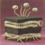 **I take a piece of pumpernickel, put it between two pieces of burnt toast, and make a burnt toast dolomite pumpernickel sandwich, bready worms --p nx6q3wv whs3dlf --sref 1 16 1191 --exp 75 --s 901 --ar 3:4 --v 7.0** - Image #4 <@820503377821564929>