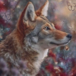 **A red wolf in a butterfly dream --v 7.0 --raw** - Upscaled by <@754226842650542162> (relaxed, stealth)