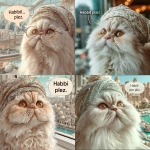 **the prettiest cutest cream-point Persian cat with haute couture turban watching tanabata from the window at his luxury penthouse apartment in Saudi Arabia, speech bubble saying "Habibi plz" --s 1000** - <@538878031226470440> (relaxed)