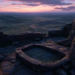 **A reinforced stone tub atop a dragon-scarred fortress. In the distance lies a war-hardened medieval kingdom, scorched fields under twilight. --v 7.0 --ar 9:16** - Image #1 <@493856209669980164>