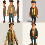 **<https://s.mj.run/I-H6iLdpmHM> Average US male citizen from the 1950'. cartoony, 3d, video game, white background, full body, 1950 style, middle class working man with suit and fedora, plump, slightly big head and hands, colorful --ar 9:5 --v 6.0** - <@377164013374537729> (fast)