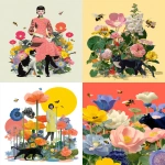 **a children's book illustration loose scribble of flowers, a cat, a mouse, bees and butterflies, for Vogue --ar 9:11 --p s7fydcn iod5bh5 --v 7.0 --raw --s 220 --iw .50 --oref <https://s.mj.run/5xbotQkd5MI>** - <@1059292469474373672> (turbo, stealth)