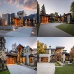 **front driveway view of soft modern house with a combination of flat and pitch roof --ar 16:9** - <@409035117881982988> (fast)