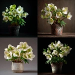 **photo professionnelle, réaliste, photo promotionnelle, pot d’hellebore blanche. Plante d’hiver.** - <@864083879194525716> (fast)