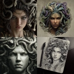 **the beautiful goddess medusa, with detailed realistic snakes as her hair. She will have a determined look in her face. --v 7.0** - <@1238241572940943414> (fast)