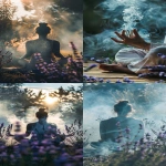 **Person meditating with incense smoke, lavender flowers surrounding, serene and calming aura --ar 9:16 --v 6.0 --raw** - <@1350154422424043543> (fast)
-# Create, explore, and organize on [midjourney.com](<https://midjourney.com/imagine?from_discord=1>)