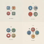 **a simple illustration fit for a middle school textbook, that shows simple icons that show "social media functions" such as sharing, liking, and messaging.** - Variations (Strong) by <@950771113464569916> (fast)