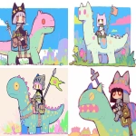 **cute medieval cat rides a diplodocus into battle --ar 3:2 --sref 1198707268 --profile xd6tqqy --sw 400 --stylize 800 --niji 6** - <@937851746712186921> (relaxed)