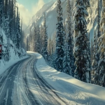 **snowy raod in the Canadian Rockies, afternoon light, icy curves winding through snow-covered pine trees, Jamaican flag painted on a sign, vintage 1980s sports film aesthetic, cinematic lighting, subtle bokeh, 35mm lens perspective, eye level perspective, crisp winter air, packed snow trails, rustic Olympic signage, nostalgic and inspirational mood, filmic color grading, inspired by Cool Runnings --v 6.0 --raw --ar 103:45** - Upscaled (Subtle) by <@1108527117265797270> (fast)